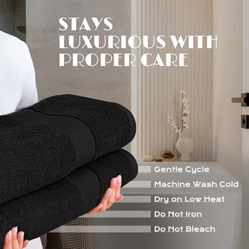 Image of White Classic Luxury Soft Bath Sheets Set - 650 GSM Cotton Luxury Bath Towels Extra Large 35x70 | Highly Absorbent and Quick Dry | Hotel Quality Extra Large Towels Oversized, Black, 2 Pack