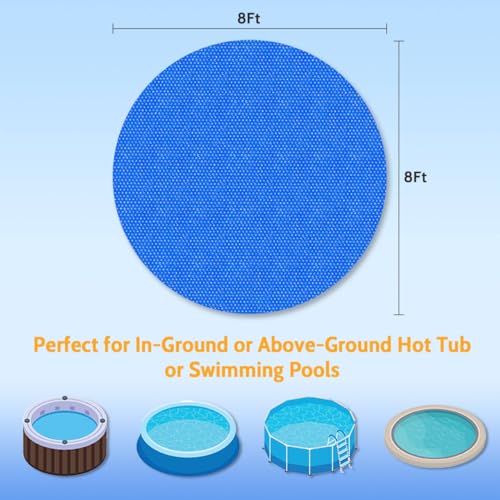 Heat Retention 10-mil SPA Hot Tub Cover, 8' Round