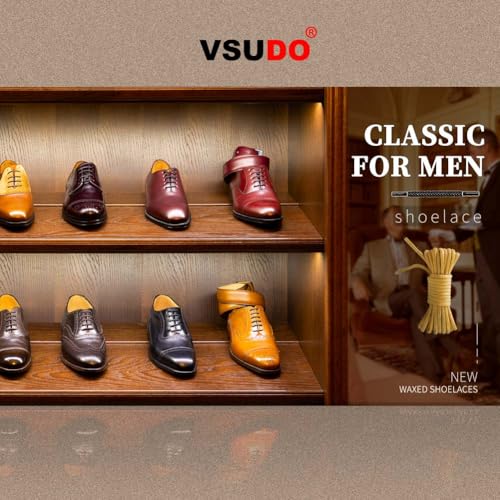 vsudo 2 pairs waxed round dress shoe laces for mens dress shoes 1834 thin business oxford shoelaceshoe strings