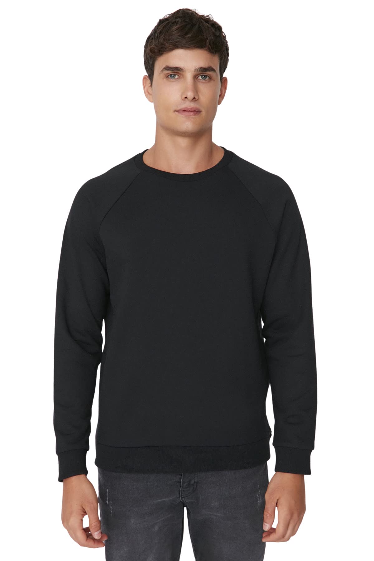 Trendyol Man Basics Regular fit Basic Crew neck Knit Sweatshirt Schwarz