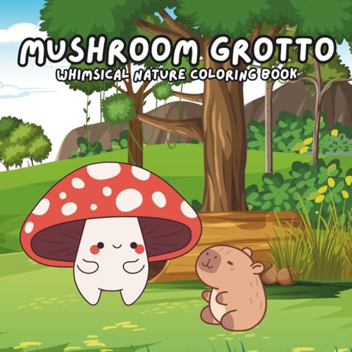 Mushroom Grotto: Whimsical nature coloring book