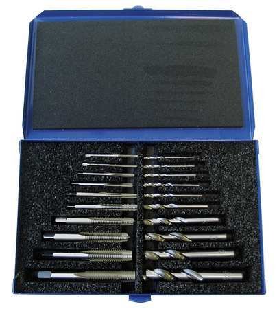 Drill and Hand Tap Set, 4-40-1/2-12, 20 Pc