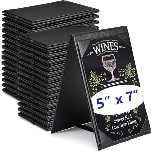 Gerrii 30 Pack Leather Table Tents Double Sided Menu Holders, 5 x 7 Inch