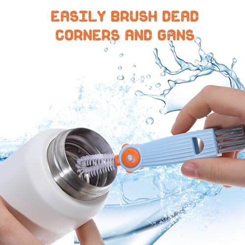 Image of 3pcs Silicone Straw Brush and Cup Lid Cleaning Brush, 3 in 1 Cup Lid Cleaning Brush Ultra Long Straw Cleaning Brush Reusable Bendable Straw Cup Lid Cleaner Multifunctional Baby Bottle Cleaning Tools