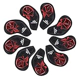 Craftsman Golf 9pcs/Set (5,6,7,8,9,A,S,P,X) Skull Logo with No. Black Iron Club Headcover Set (Blue)