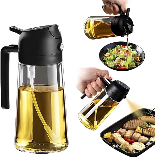 Spray Borrifador e Dosador para Azeite Óleo e Vinagre 2 em 1 – Galheteiro Premium de Vidro para Saladas Churrasco Air Fryer Cozinha Saudável e Controle de Porções