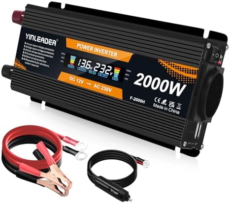 Inverter Onda Sinusoidale Pura 1000W Yinleader - 12V To 230V, Per Camper, Auto, Sistema Solare