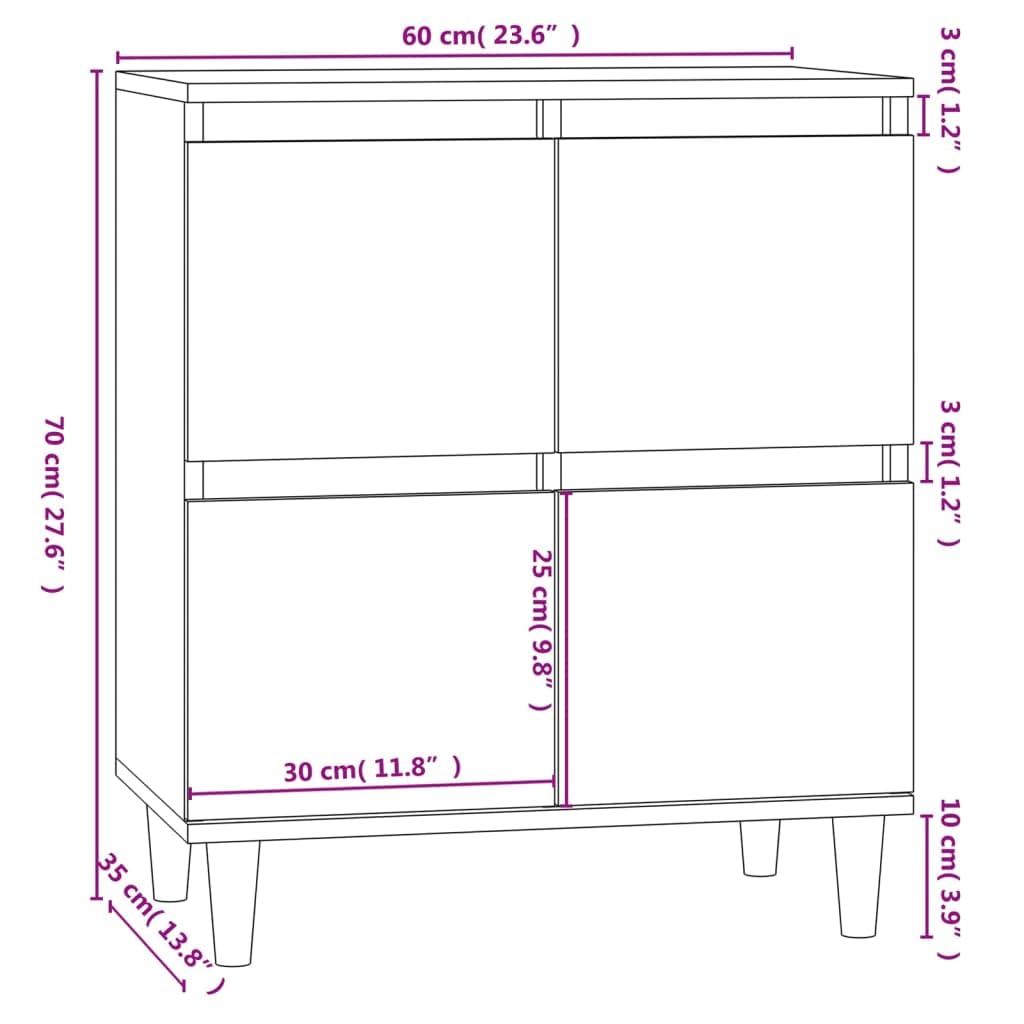 vidaXL Sideboard, Kommode mit viel Stauraum, Highboard Wohnzimmerschrank mit Türen, Schrank Anrichte Beistellschrank, Weiß Holzwerkstoff
