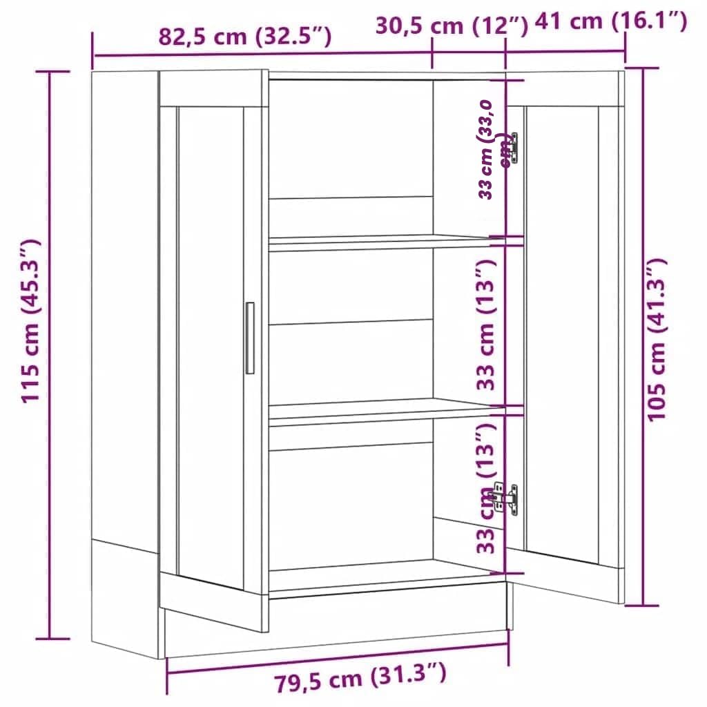 vidaXL Armadietto con Vetrina Bianco 82,5x30,5x115cm Legno Multistrato