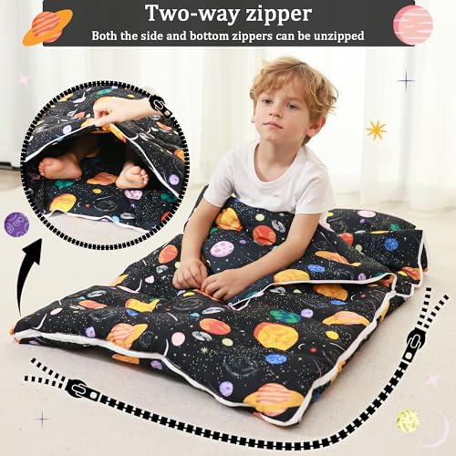 Image of Toddler Nap Mat for Preschool 50''x30'' Sleeping Mat with Removable Pillow and Minky Blanket for Kids Ages 3-7 Roll Up Soft Sleeping Bag for Boys Girls Kindergarten Daycare Sleepover