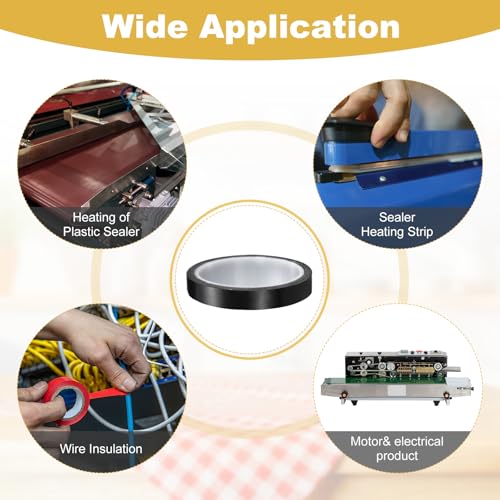 Image of PATIKIL High Temperature PTFE Tape 9 /16 Inch x 33 Feet, PTFE Coated Fiberglass Adhesive Tape for Vacuum Sealer Machines Hand-Impulse Sealers Insulation, Black