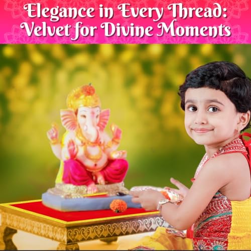 Image of Bhakti Lehar (10 x 30 Inch) Plain Red Velvet Pooja Aasan for God Idol /Chowki Aasan Kapda Cloth for Temple Shelf Home Mandir, Ganesh Baithak and God Idol Sitting - Pack of 2
