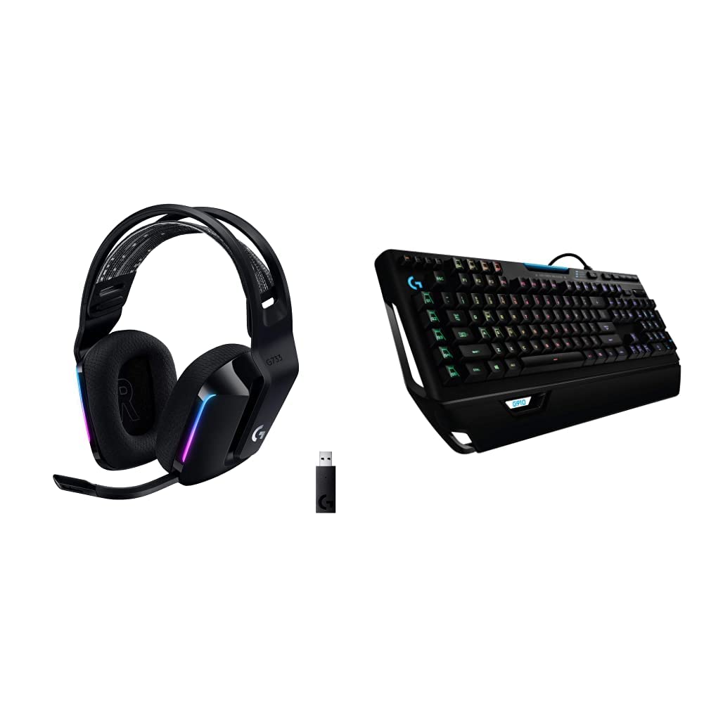 Logitech G733 Lightspeed Wireless Gaming Headset - Black & 10 Orion Spectrum RGB Wired Mechanical Ga