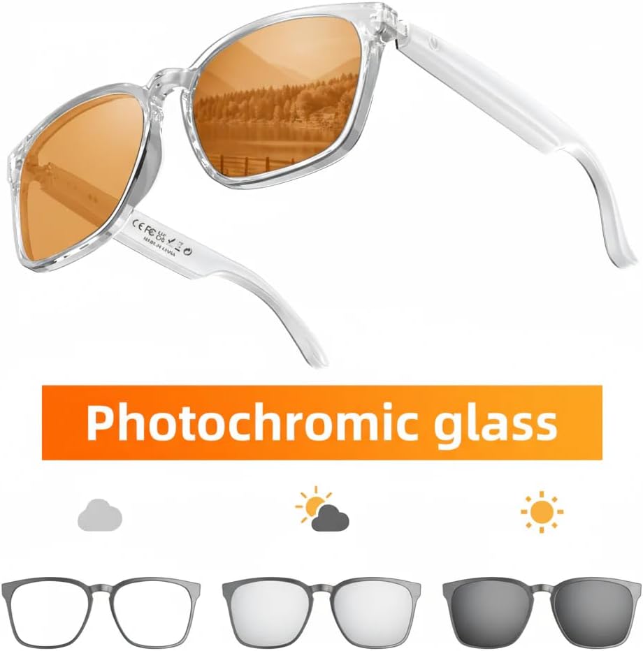 AI Smart Glasses with ChatGPT & DeepSeek - Bluetooth Wireless Stereo for Real-Time Translation, Calls, Music | Hands-Free AI Assistant for Men, Women and Students(Amber)