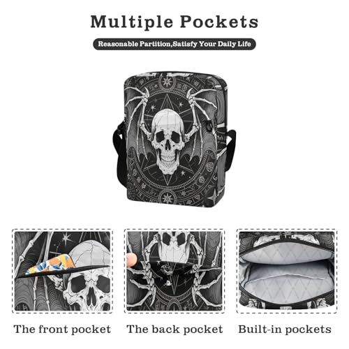 Gothic Black Skeleton Roulette small messenger bag for men Shoulder Bag For Woman Casual Purse Adjustable Strap for business Casual2
