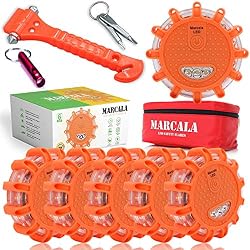 MARCALA 6‑Pack LED Road Flares | DOT Compliant Emergency Lights for Vehicles with Batteries, Whistle & Case | Flares Emergency Road | Emergency Flares | Perfect For Gifting or Everyday Roadside Safety