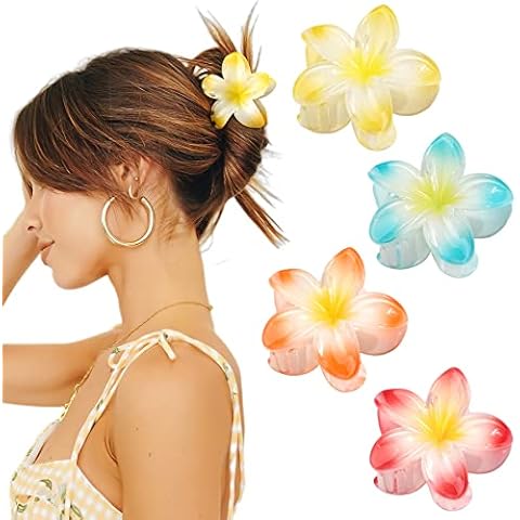 MiDoDo 4 Pack Hawaiian Flower Hair Clips Cover
