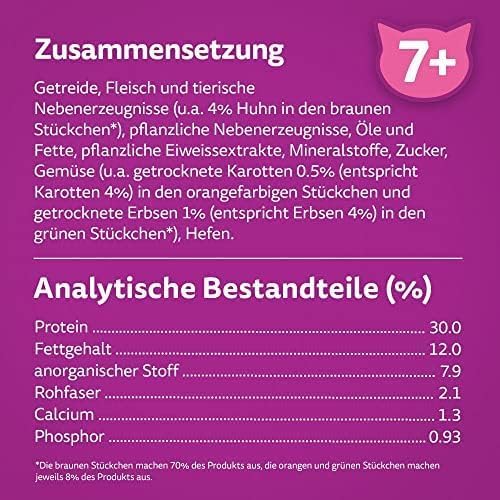 WHISKAS 7+ mit Huhn Katzenfutter Trockenfutter (2x1,9kg, Huhn)