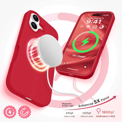 Image of GolbinBox Magnetic for iPhone 17 Case, Silicone Cover, Red