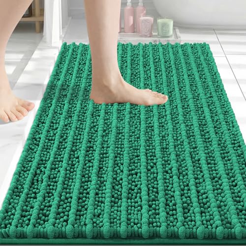 Image of Arotive Luxury Bathroom Rugs 30x20, Extra Soft Thick Absorbent Shaggy Chenille Bath Rugs, Machine Wash Dry, Bath Mats for Bathroom Floor, Tub and Shower, Home Decor Accessories, Emerald