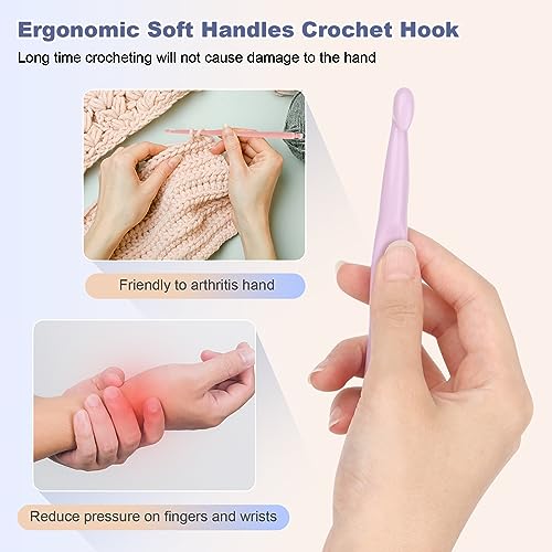 Image of Katech 12 pcs Crochet Hooks Different Sizes (2.0-10.0 mm) Ergonomic Plastic Handle Crochet Knitting Needles Set DIY Craft Yarn Weaving Tools for Crochet Enthusiasts to Make Socks, Hat, Scarf, Bag, Cap