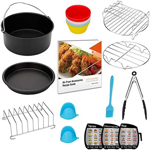 Air Fryer Accessories XL 8 inch, Compatible with Power, Phillips, Gowise USA, Nuwave, Cozyna AirFryer, with Recipes Cookbook, Set of 13, Fit for Air Fryers 5.3QT - 5.8QT