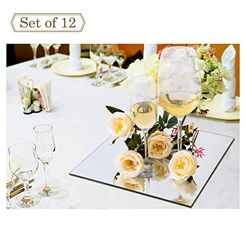 12-inch Wedding Centerpieces for Tables Mirror Trays, Mirror Wall Decoration, Square Mirror Charger
