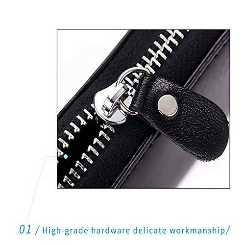 Genuine Leather Key Holder Bag With 4 Card Slot & 6 Hooks & 1 Access Card,Key Case Car Key Holder Wallet For Men Women (Royal Blue Plus) #TOP3