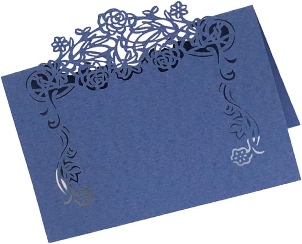 50pcs Vintage Blue Party Seat Cards Elegant Wedding Place Name Cards Delicate Table Decor for Cafes Restaurants Events Gatherings Unique Touch for Celebrations