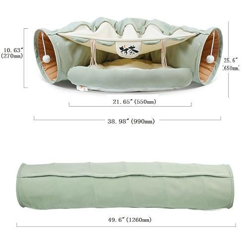 Cama tipo túnel para gatos, tubo acolchoado macio e grosso com brinquedos para gatos pequenos, médio