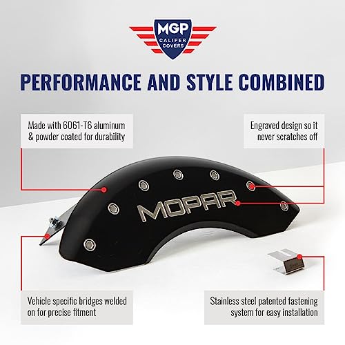 Image of MGP Caliper Covers - Brake Caliper Covers Compatible with 2018+ GMC Sierra 1500 (Requires 18 inch+ Wheels) Powder-Coated Finish, 4 PCS Front and Rear (Stars and Stripes)