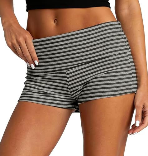 Image of Women Fold Over Mini Shorts Y2K Lounge Pajama Bottoms Low Rise Booty Shorts