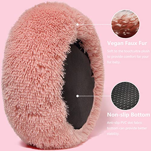 Pink Dog Beds For Small Dogs Attached,Small Pet Bed Washable Calming Faux Fur Burrow Doggie Beds For Chihuahua Cat Kitten #TOP3