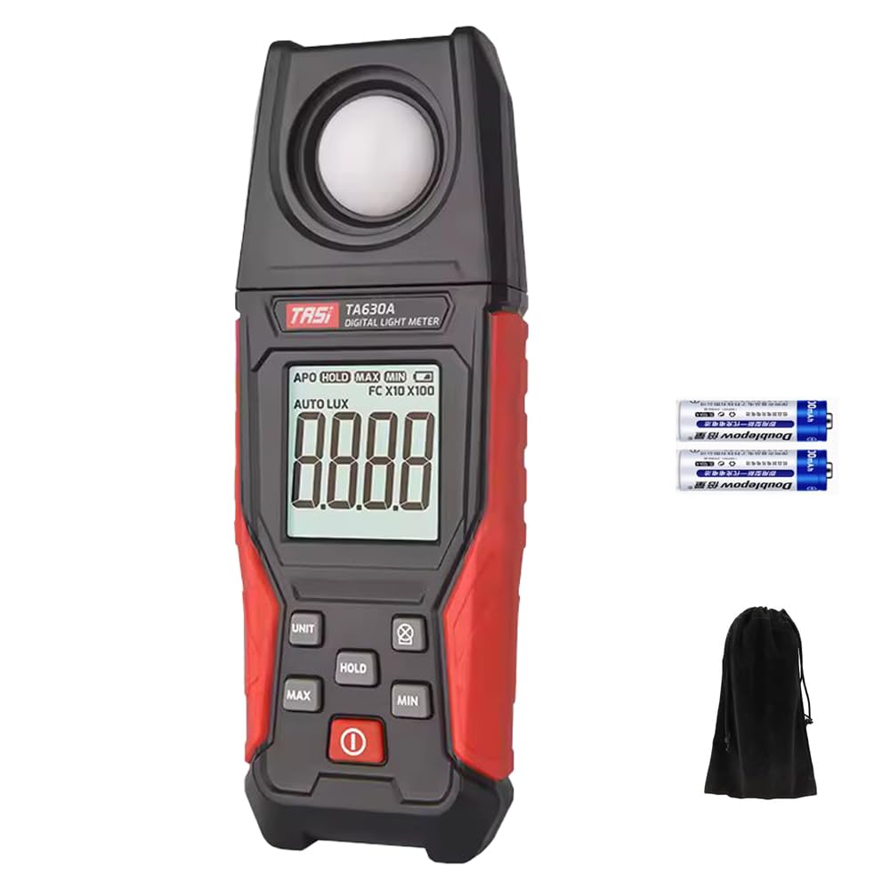 Digital Lux Meter for Light with 0.1~200000 Lux Range, Ideal for Photography, Plants, Car Headlights, Home & Office LEDs, 4 Digit Color LCD Screen - Premium Photometer Par Meter