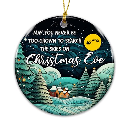 Christmas Eve Night Scene Ornament, Gift Ornament 2025, Sentimental Gift for Family, Kids, Friends, or Teachers, Christmas Eve Quote, Santa Sleigh Night Scene, Winter Village Holiday Decor