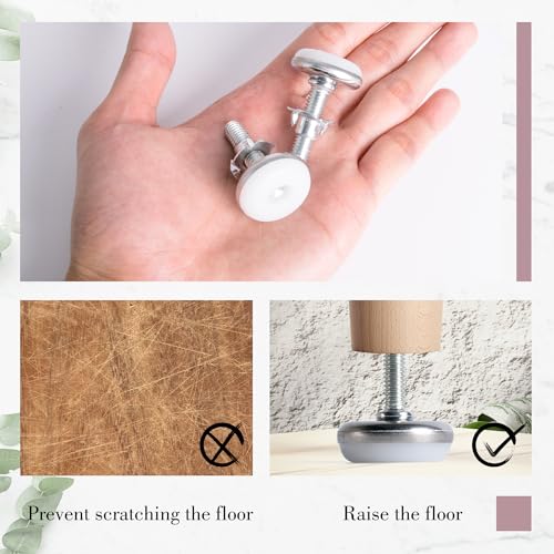 SPDYCESS 8 pcs M8 X 28MM Adjustable Levelling Feet, Screw-in Round Base Furniture Feet, Non-tilt Threaded Fixed Foot - Image 4