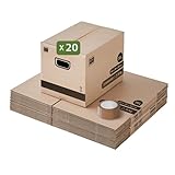 Pack and Move - Lot 20 cartons déménagement stockage livres - 40 x 30 x 30 cm - Poignée...