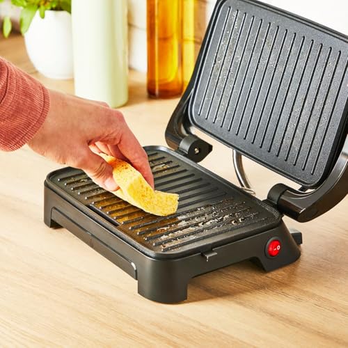 Tefal Inicio Compact 2-in-1 Kontakt- und Paninigrill, 1000 W, kompaktes Design, Edelstahlgehäuse, Saftauffangschale… – Ansicht 4