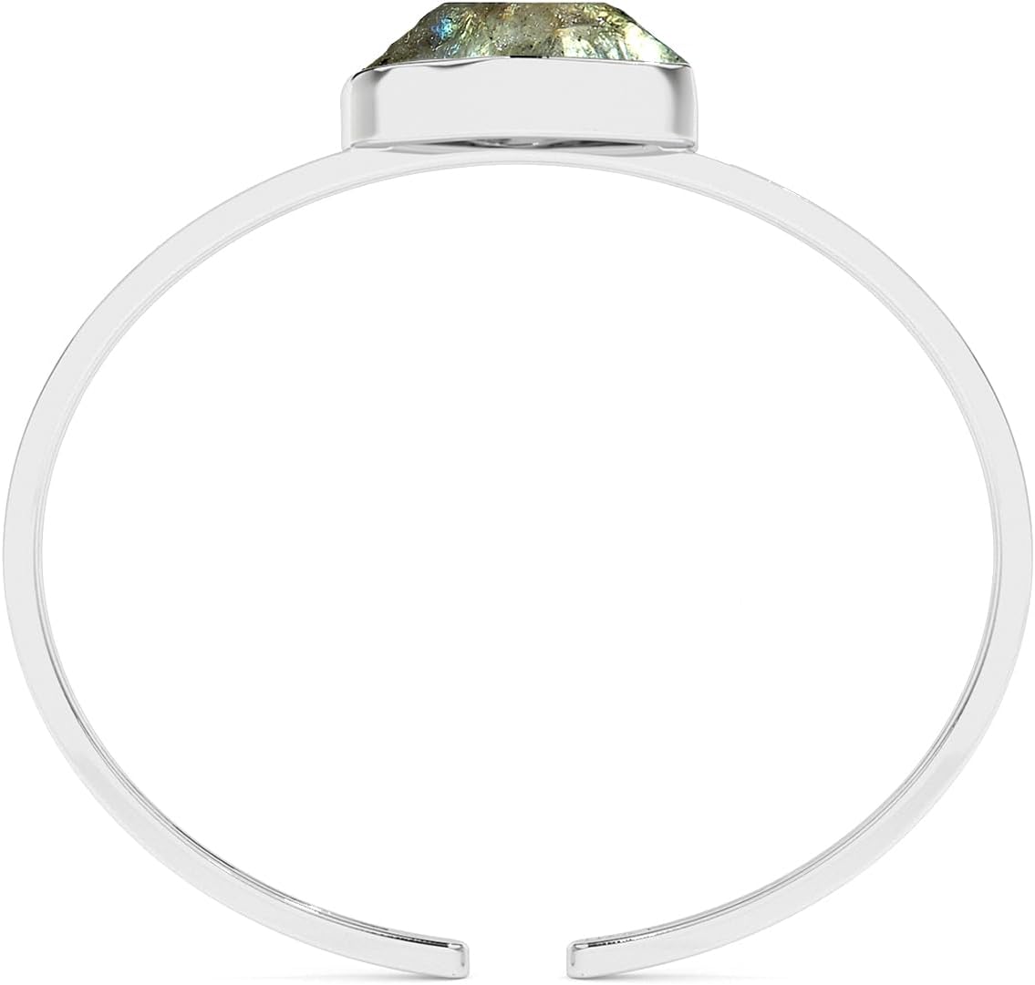 18x13mm Rough Natural Labradorite Adjustable Twister Bangle Bracelet for Women in Sterling Silver, November Birthstone Jewelry Gifts for Her Birthday, Anniversary, Graduation - Image 7