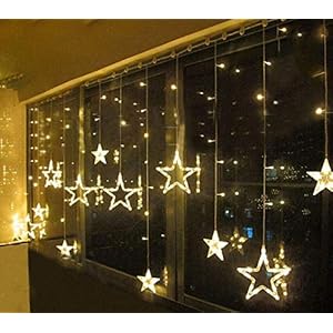 Smithroad Lichtgordijn met 196 leds, lichtsnoer met sterren, wisselende kleuren, voor binnen en buiten, 2,5 x 1,2 meter…