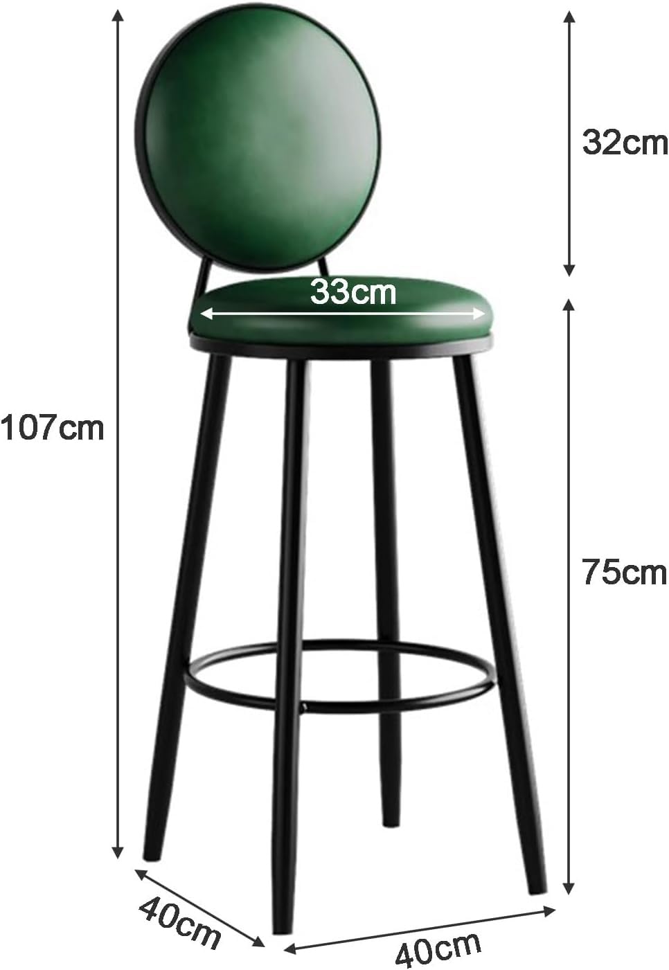 Juego Moderno de 2 taburetes de Bar Altos de Cuero sintético con Respaldo, tapizados para Isla de Cocina.