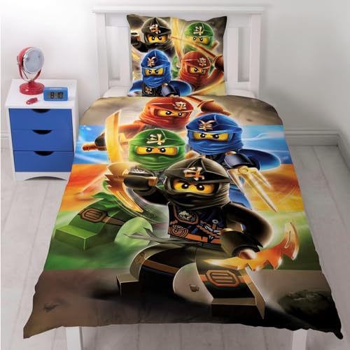 Familando Juego de ropa de cama reversible de Lego Ninjago (135x200cm y 80x80cm)