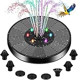 Reesibi Solar Fountain Pump for Bird Bath,2021 Solar Water Fountain Pump with LED Lights,Outdoor Fountain Pump,Upgrade 3W,7 Nozzles,4 Anti-Collision Bars, for Fish Tank,Pond,and Patio Garden Decor