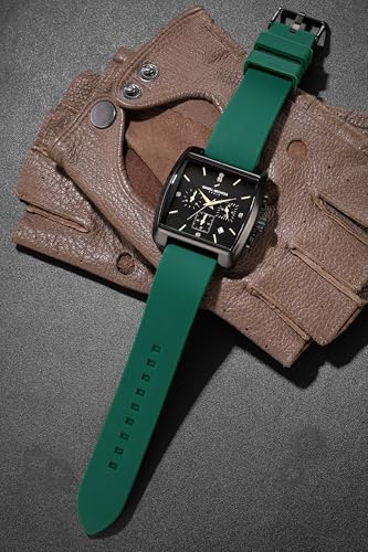 Image of Daniel Hechter Paris Alma Collection Watch for Men Premium Chronograph Watch Black Square Dial Silicone Strap, Multi-Function, Date Display Luxury