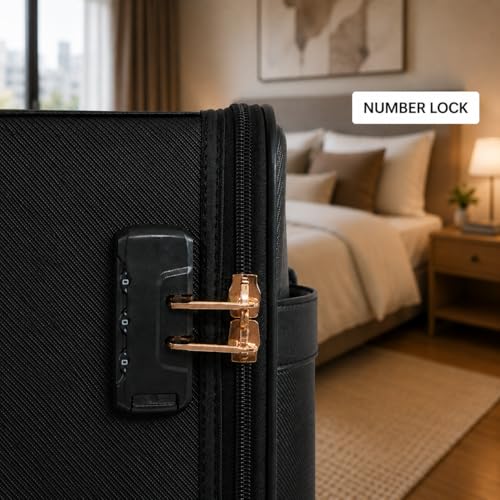 Image of 3G Cabin Trolley Bag, Hard Luggage | 4-Wheel Suitcase with Laptop Compartment for Business Travel | TSA Lock with Anti-Theft Zipper, Business Luggage Bag (Black 20 inch)