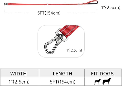 Miniatura 2 de EXCELLENT ELITE SPANKER Correa reflectante doble para perro, correa doble para perro, 5 pies, correa múltiple para perro con asa acolchada para dos