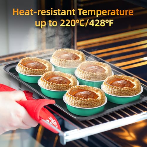Beasea Mini Pie Pans with Lids, 120 Pack 4 Inch 8oz Disposable Mini Cake Pans Creme Brulee Aluminum Foil Pie Tart Ramekins Tins Elegant Blue Small Individual Round Containers Oven Safe for Baking - Thumbnail 5