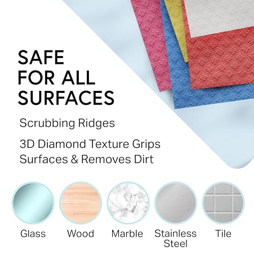 Image of Swedish Dishcloth Cellulose Sponge Cloths - Bulk 10 Pack of Eco-Friendly No Odor Reusable Cleaning Cloths for Kitchen - Absorbent Dish Cloth Hand Towel (10 Dishcloths - Assorted)