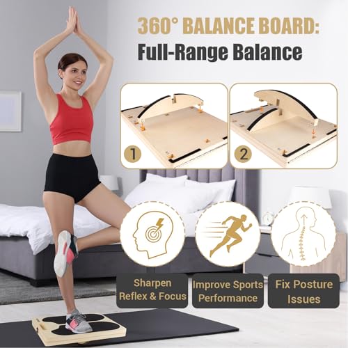 image for ODCPN 3-in-1 Slant Board & 180°/360° Balance Board, Portable 6 Angle