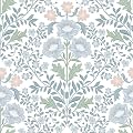 Floral Wallpaper Peel and Stick Wallpaper 17.3"x78.8" Boho Contact Paper Removable Self Adhesive Wall Paper for Bathroom Bedroom Blue and White Wildflower Wallpapers for Walls Home Decorate Vinyl